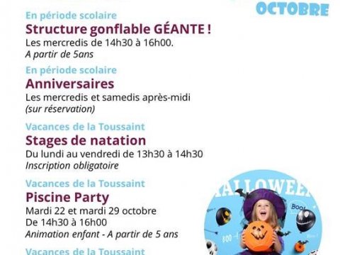 Vos vacances de la Toussaint au Centre Aquatique Neptilude